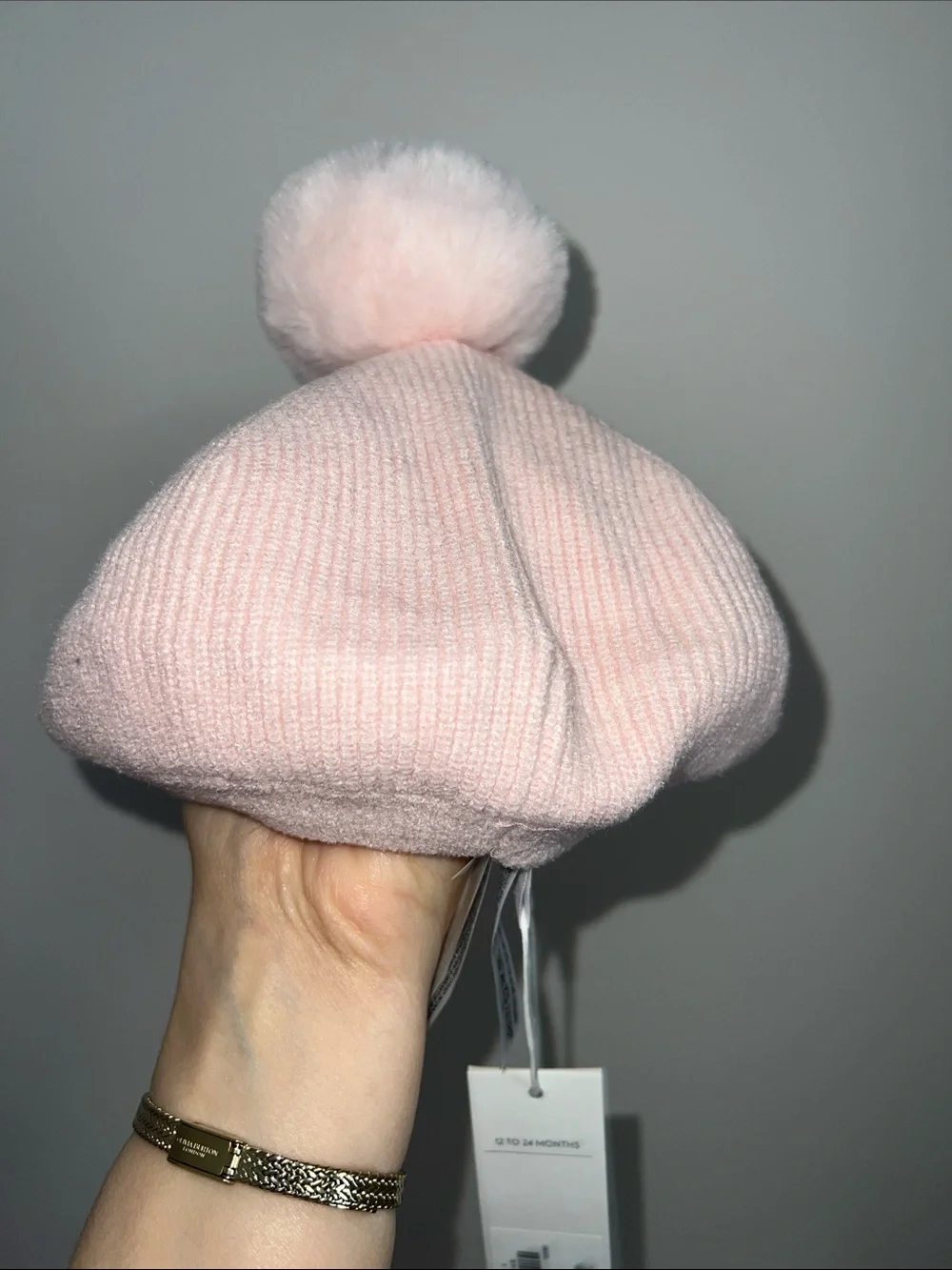 NEW Janie and Jack Light Pink Pom-Pom Knit Beret